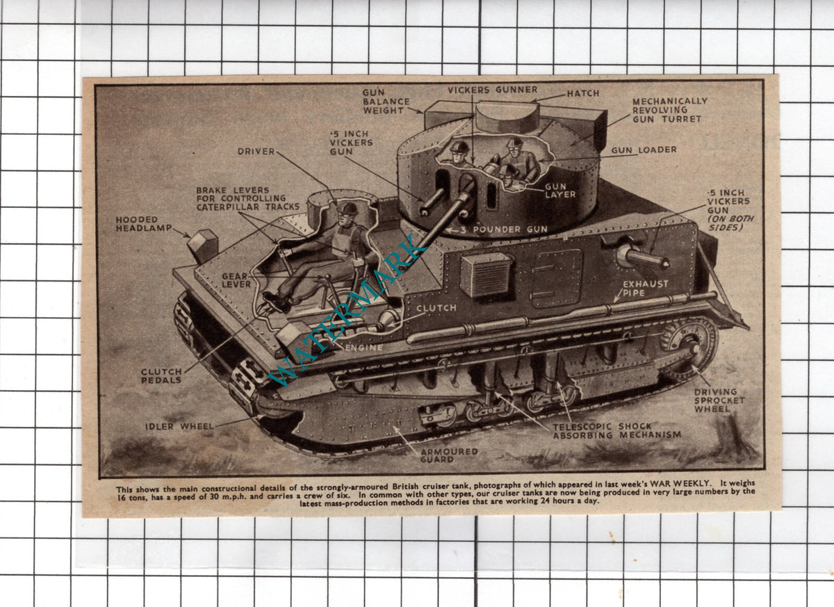 British Cruiser Tank Diagram WW2 - 1940 Small Clipping