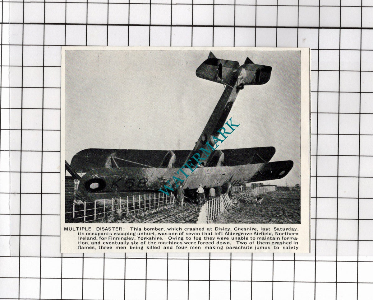 Disley Cheshire Bomber Plane Crash - 1936 Small News Clipping