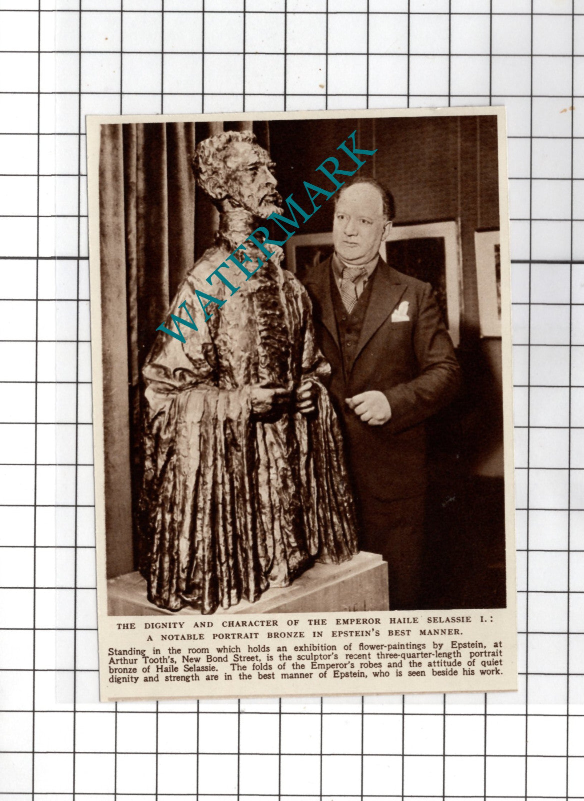 Epstein Sculptor Emperor Haile Selassie Sculpture - 1936 Small News Clipping