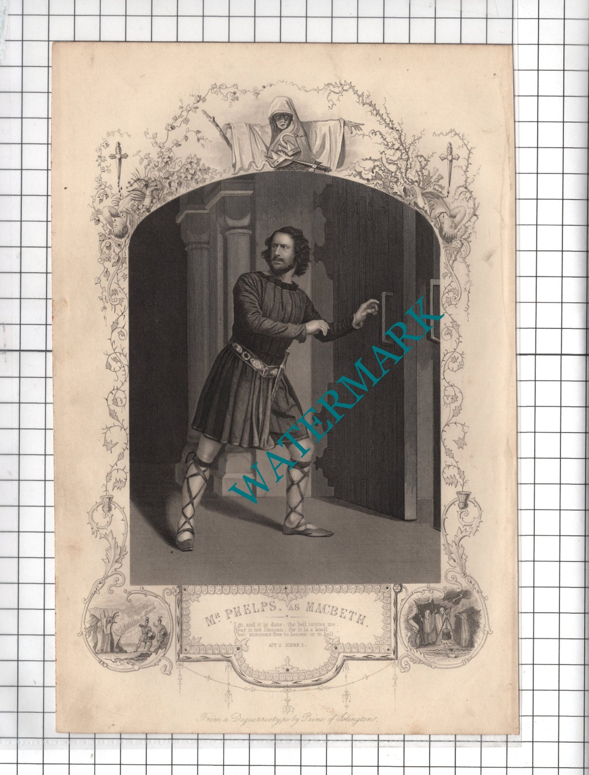 Mr Phelps Actor Macbeth Act 2 Scene 1 William Shakespeare Print - c.1880