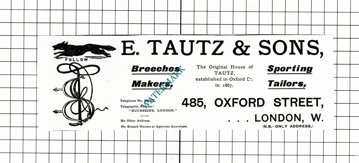 E Tautz & Sons Oxford St London Tailors - 1897 Advert