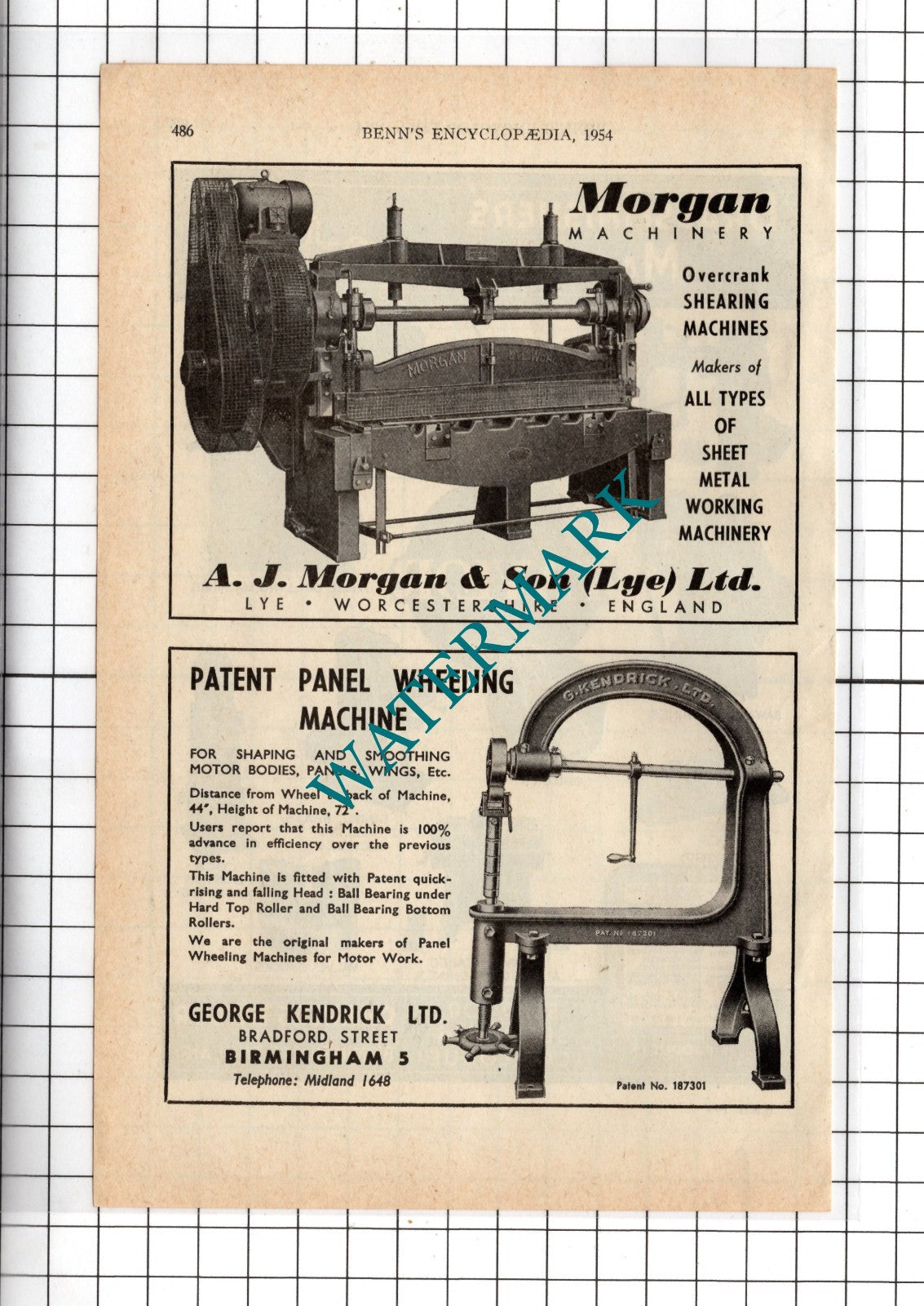 Charles Taylor Birmingham Ltd George Kendrick Ltd A J Morgan Lye 1954 Advert