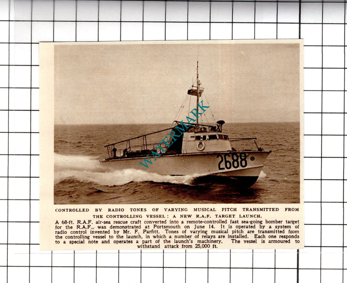 Mr F Parfitt Inventor RAF Bomber Target Boat - 1950 Small Cutting
