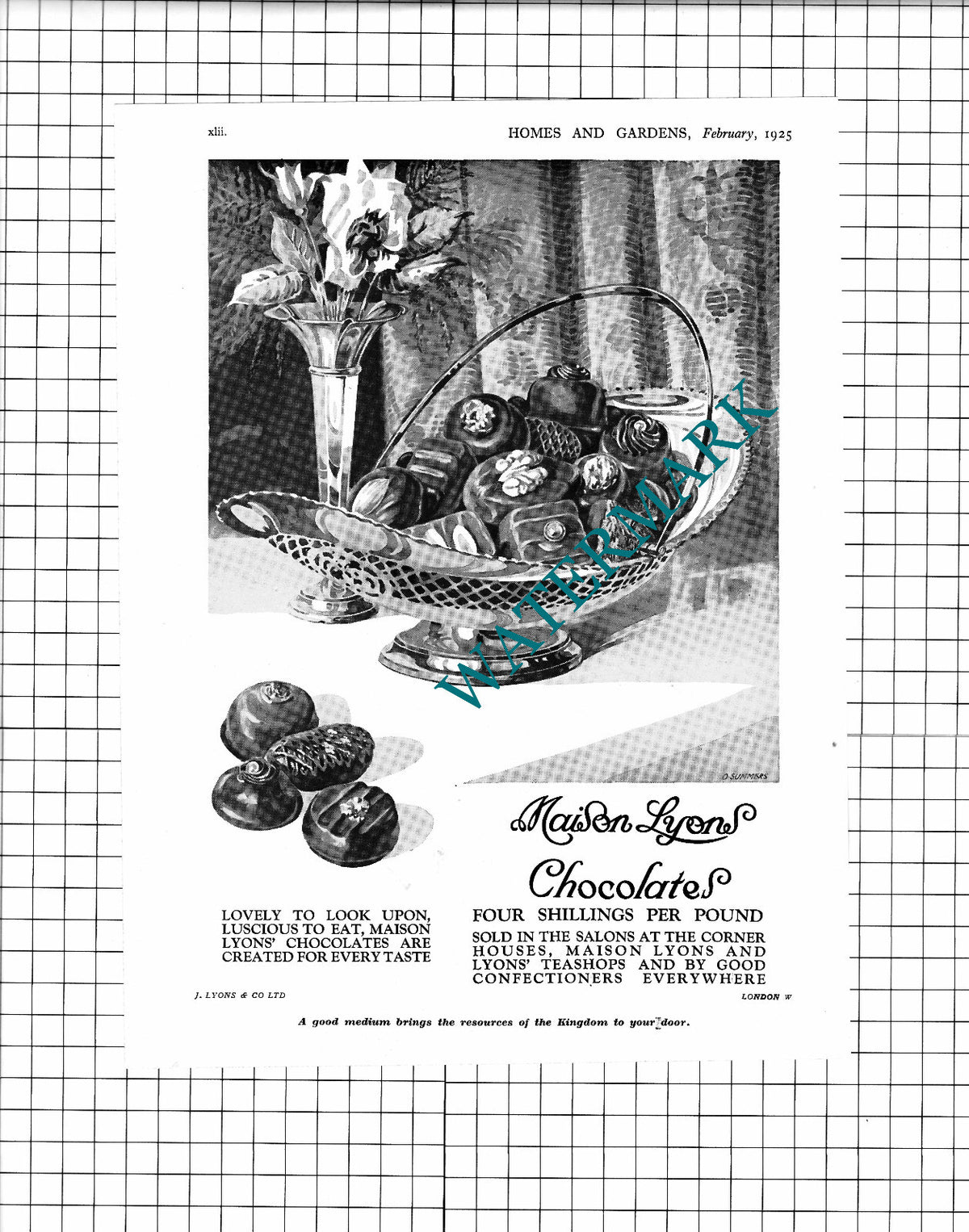 TWO Maison Lyons Chocolates ADVERTS - 1925 Cuttings / Prints