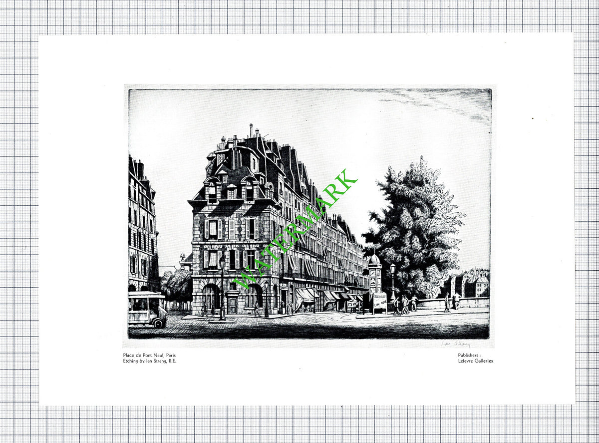 Place de Pont Neuf Paris France - 1930's Cutting / Print