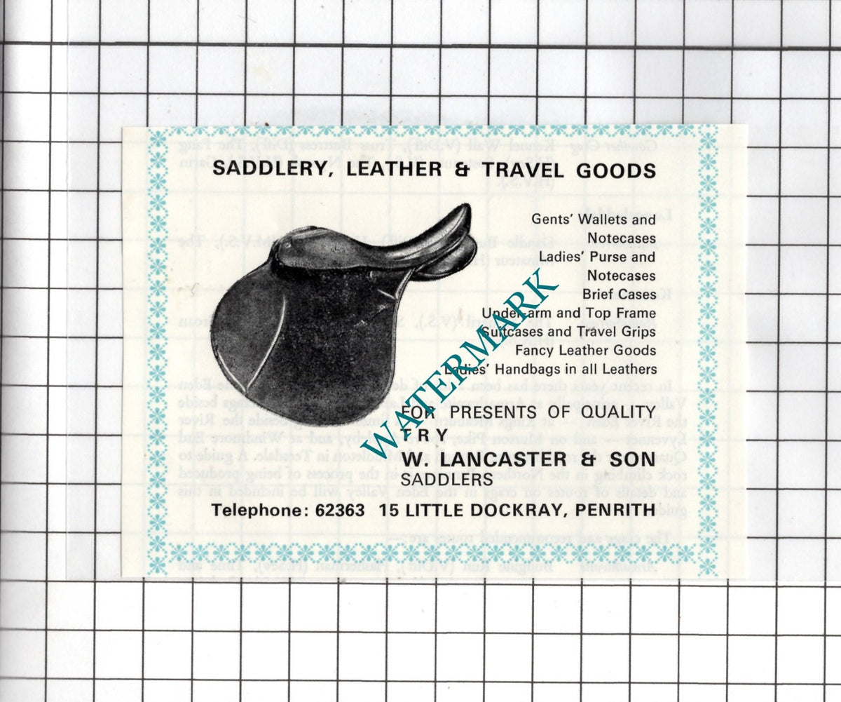W Lancaster & Son Saddlers Penrith Cumbria - c.1975 SMALL Advert