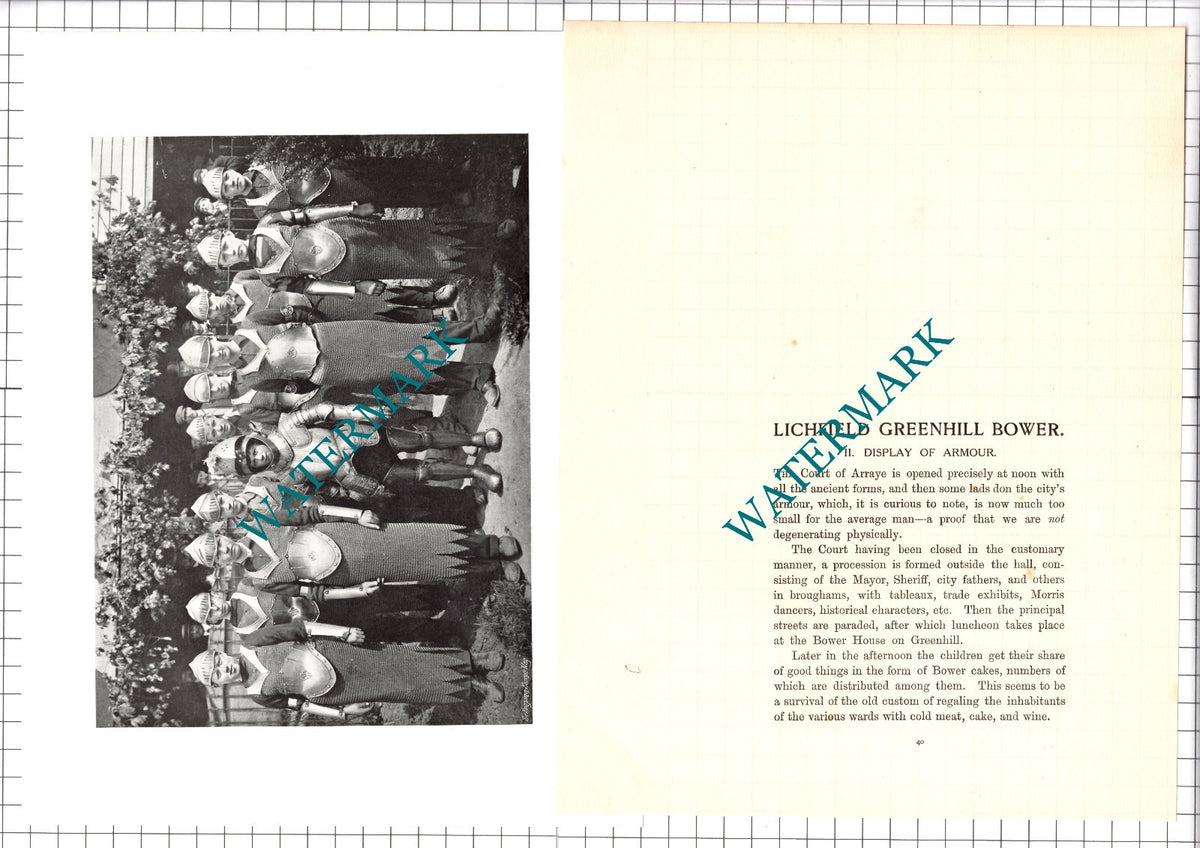 Lichfield Greenhill Bower Display Of Armour - c.1904 Article / Print