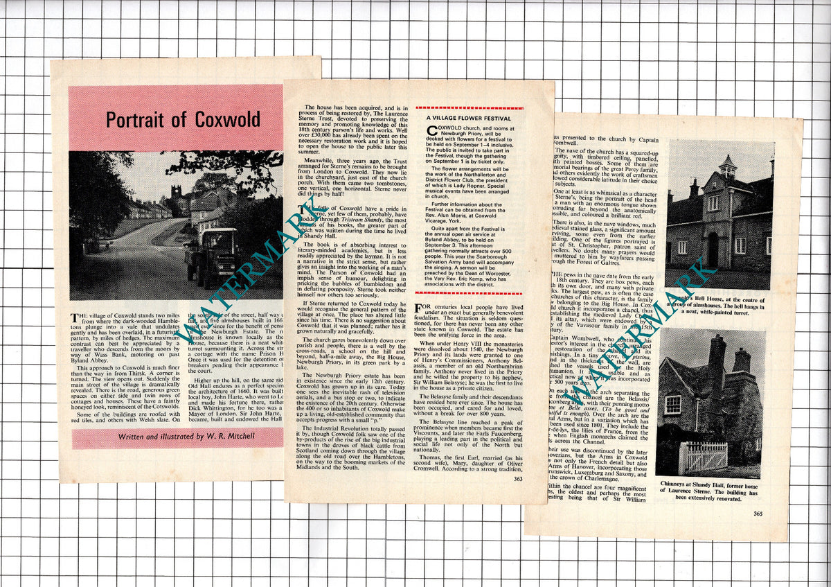 Coxwold North Yorkshire - 1972 Small Article