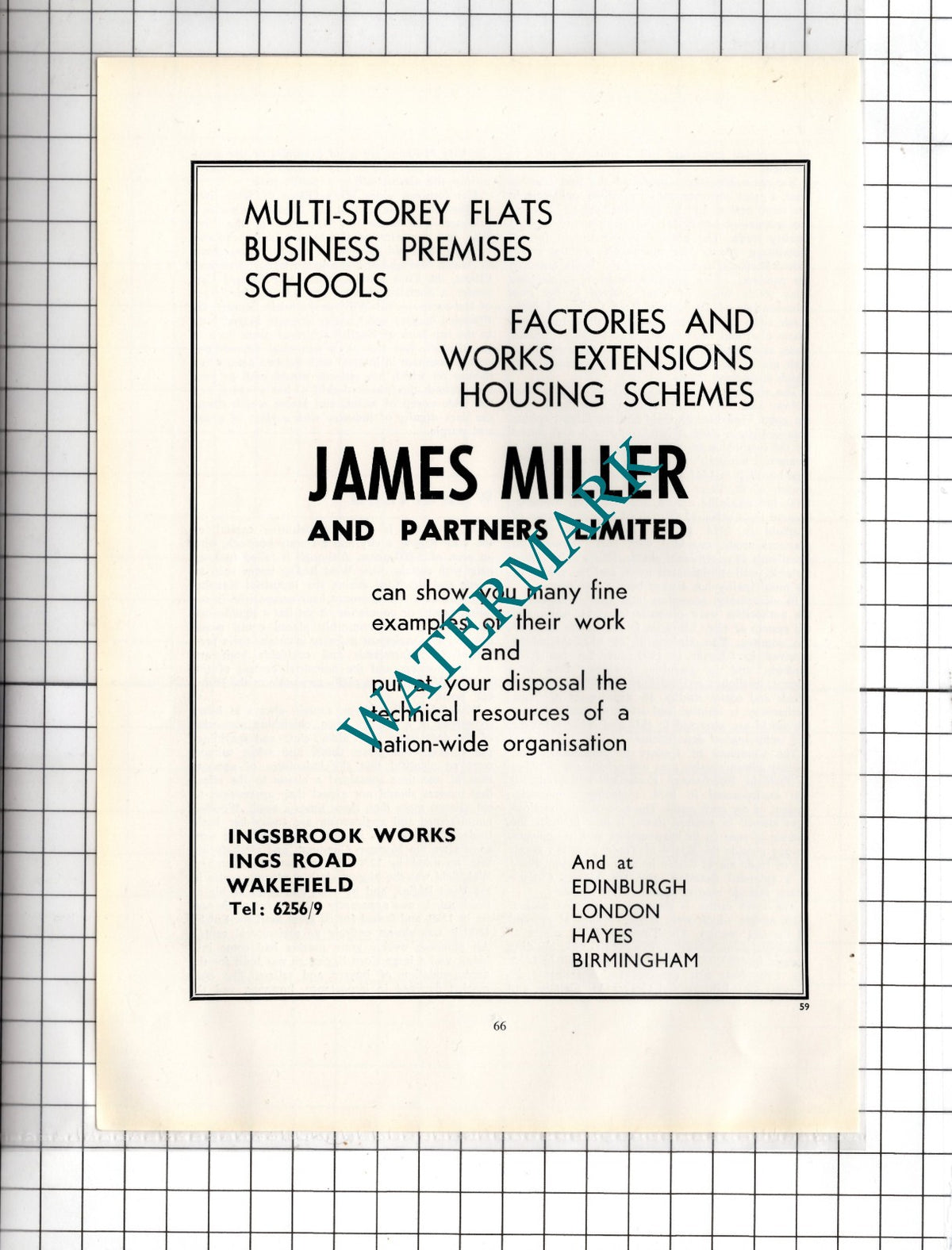 James Miller and Partners Ltd Wakefield Yorkshire - c.1962 Advert