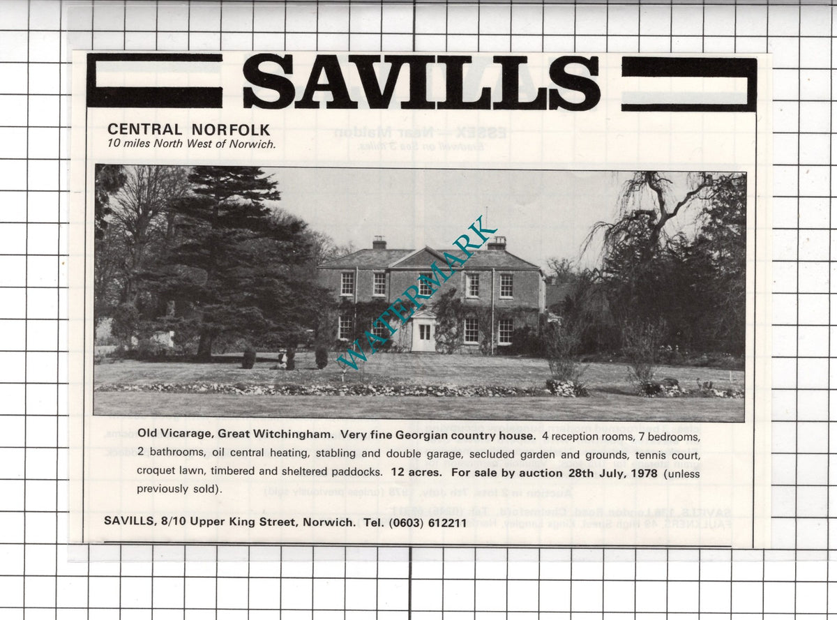 Old Vicarage Great Witchingham Norfolk House Sale Advert - 1978