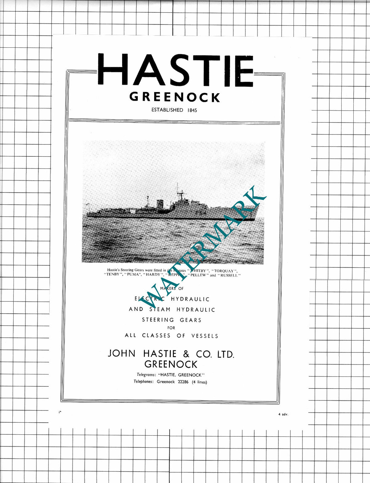 John Hastie & Co Ltd Greenock Advert - 1960 Clipping / Print