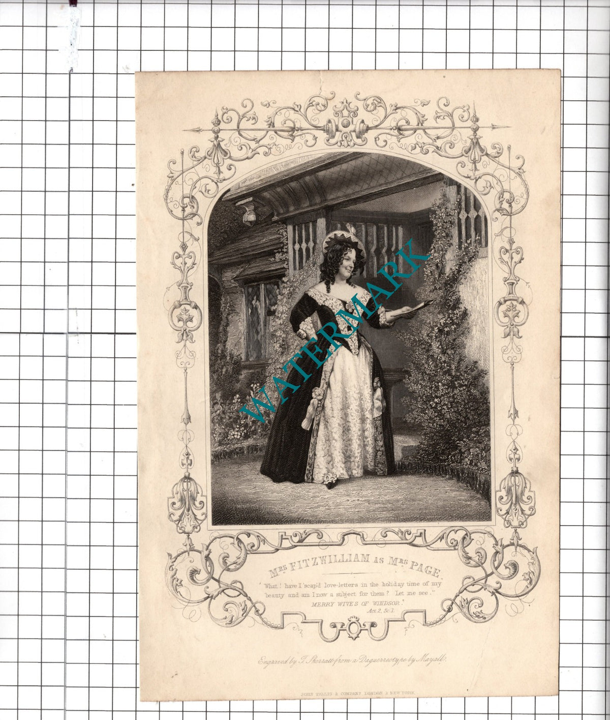 Mrs Fitzwilliam Actress Merry Wives Of Windsor William Shakespeare c.1870 Print