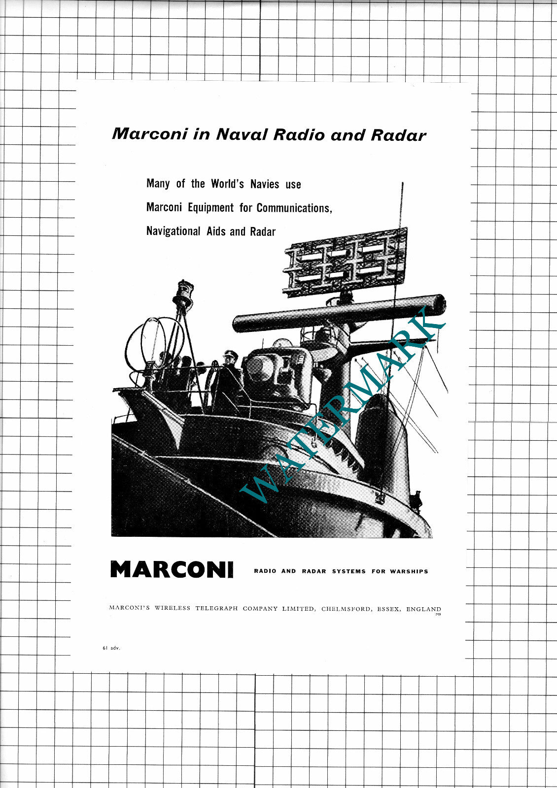 Marconi Marconi's Wireless Telegraph Co Advert - 1960 Clipping / Print