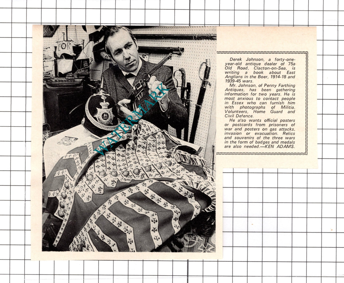 Derek Johnson Penny Farthing Antiques Clacton On Sea Essex - 1972 Clipping
