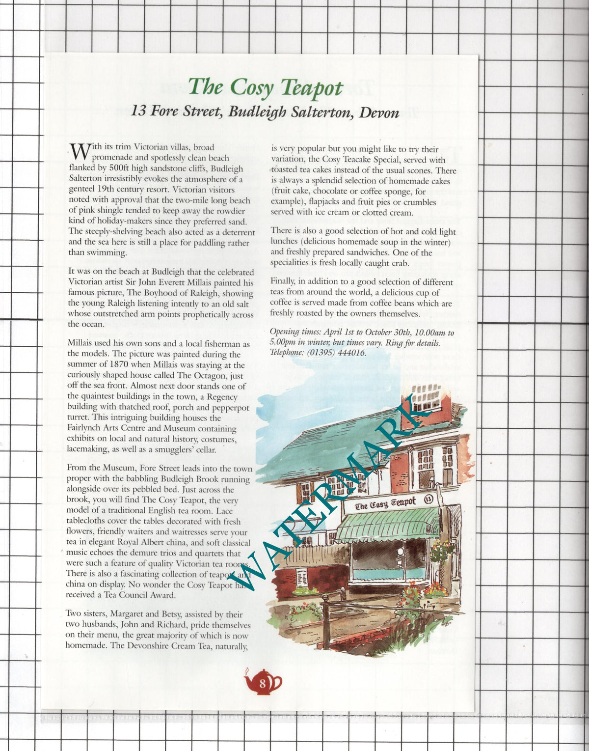 Torre Abbey Tea Room Torquay Cuxson Cosy Teapot Budleigh Salterton c.2001 Advert