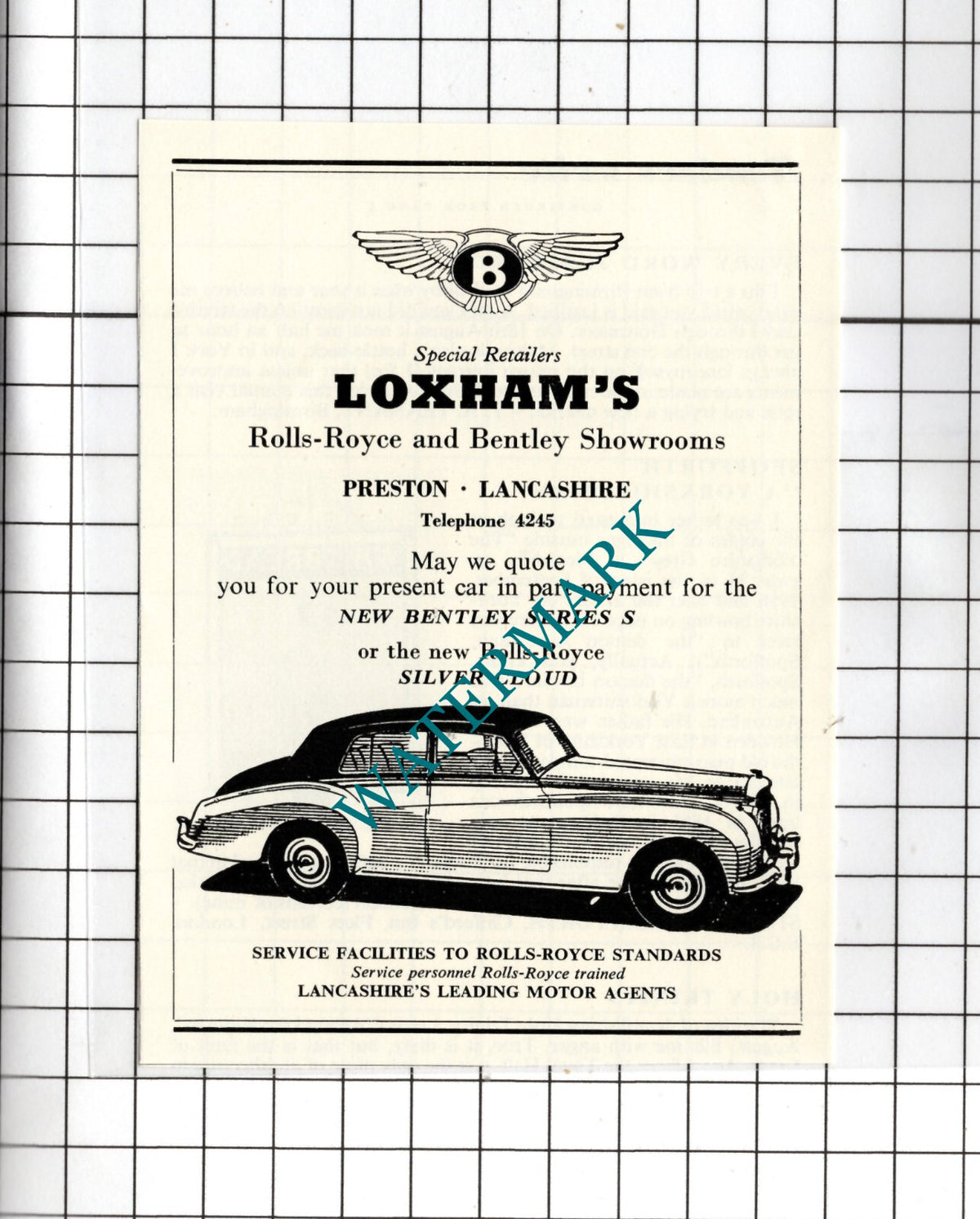 Loxham's Car Garage Preston Lancashire Loxham - 1956 Small Advert