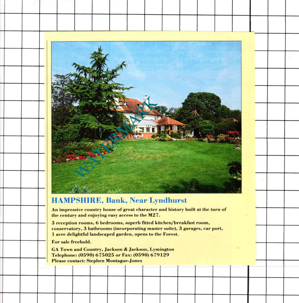 Bank Hampshire Lyndhurst House Sale Advert - 1991 Clipping