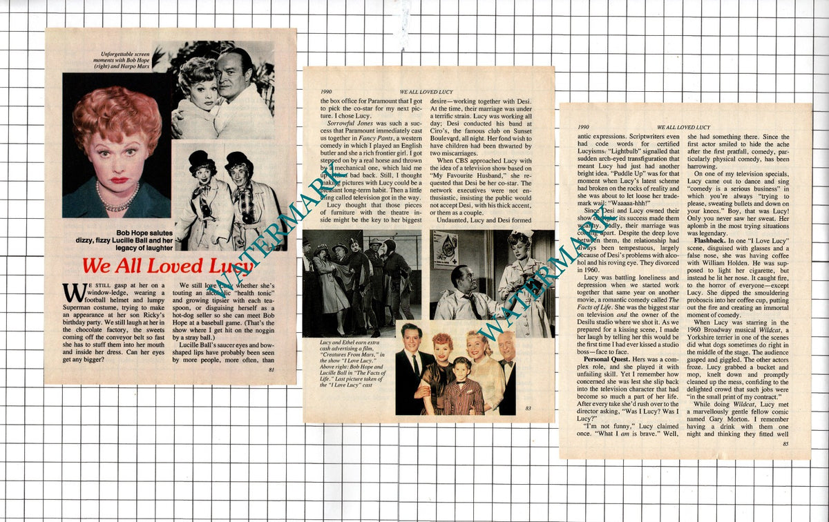 Lucille Ball Actress Bob Hope - 1990 Small Article
