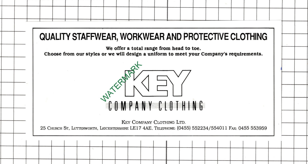 Key Company Clothing Ltd Lutterworth Leicestershire - 1990 Small Advert