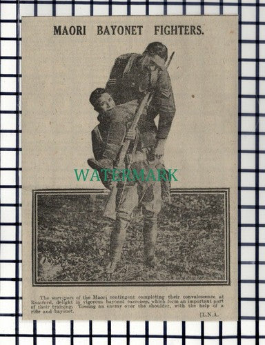 C7231) Maori Bayonet Fighters Romford World War One WW1  -1916 Cutting
