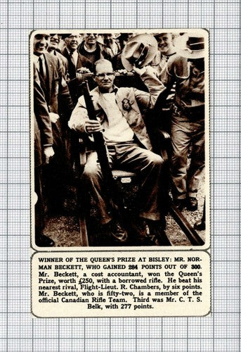 Mr Norman Beckett  Bisley Canadian Rifle Team - 1961 SMALL Cutting