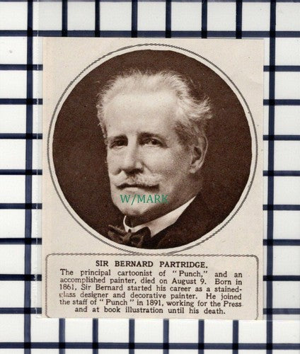 C5958) Sir Bernard Partridge Punch Cartoonist Obituary  - 1945 Cutting