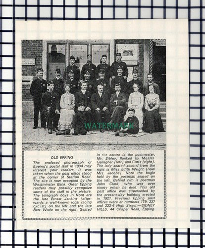 C6607) Epping Post Office Staff Ernest Jenkins Bert Wade Sibley   - 1970 Cutting