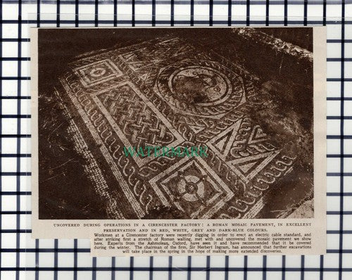 C4703) Cirencester Factory Mosaic Pavement Sir Herbert Ingram - 1950 Cutting