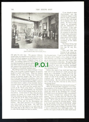 (5713) E Onslow Ford RA Sculptor Interview - 1896 Article