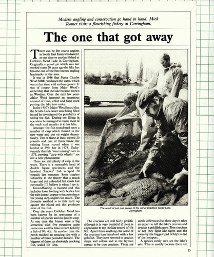 Bernie Robinson Cobblers Mead Lake Corringham  Graham Hyde -  1987 Article