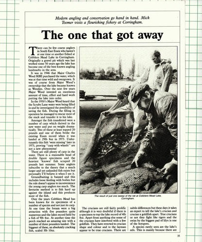 Bernie Robinson Cobblers Mead Lake Corringham  Graham Hyde -  1987 Article