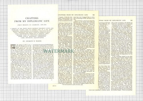 Andrew Dickson White USA Diplomat  - 1903 Article In Two Parts