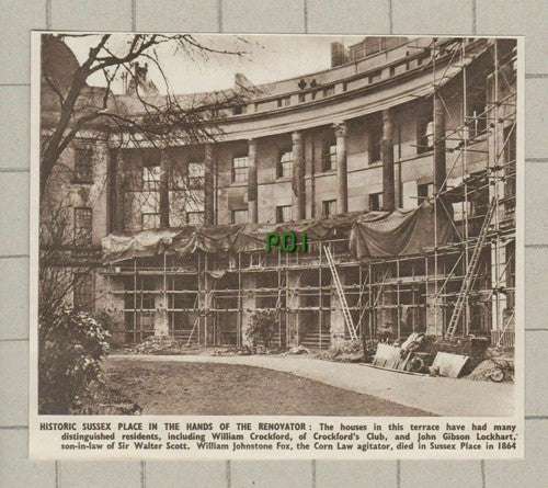Sussex Place London Repairs William Crockford Walter Scott -  1950 News Cutting