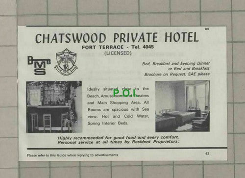 C2013) Bridlington Chatswood Hotel / Revelstoke Mrs B Jackson - 1973 Clip
