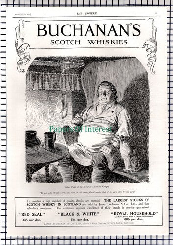 John Willet Barnaby Rudge Buchanan's Whisky Advert -  1914 News Page / Print
