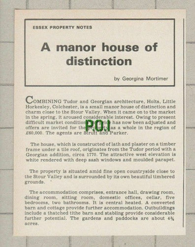 (C127) Holts Manor House Little Horkesley Colchester Essex  - 1975 Clip