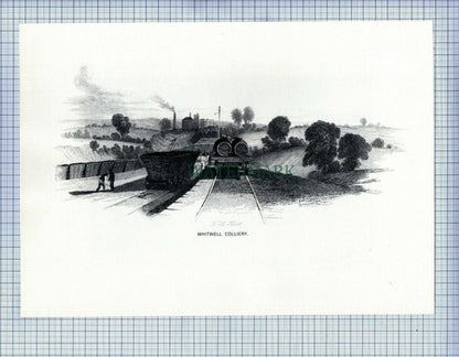 WHITWELL COLLIERY  BEAMISH WATER WHEEL MINE MINING PRINT 1987 (X1705)