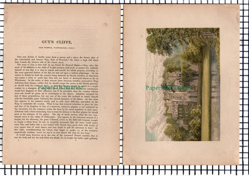 (6693) Guy's Cliffe Warwickshire - c.1880 Print & Article  Marks Are Present!