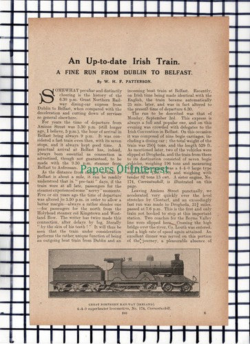 C5594) Dublin Belfast Great Northern Railway Ireland Amiens St - c.1917 Article