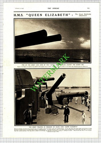 HMS QUEEN ELIZABETH Ship Super -Dreadnought  - 1915 Article