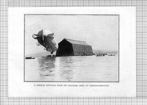 German Zeppelin With Floating Shed At Friedrichshaven  c.1920s Book Print