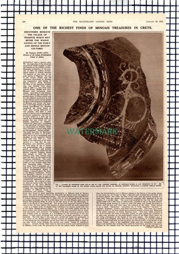Doro Levi The Palace Of Phaistos Crete Minoan Treasures  - 1952 Article / Print