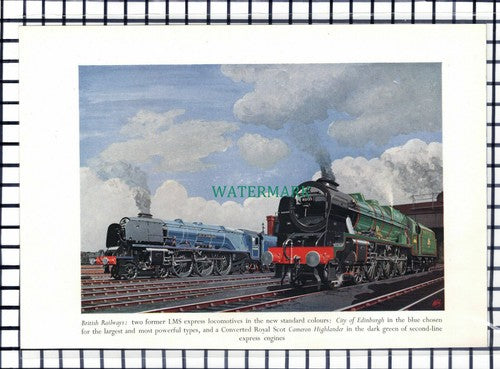 C6724) British Railways City Of Edinburgh Cameron Highlander Engine - 1950 Print