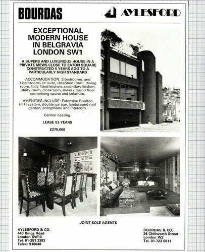 Belgravia London SW1 Eaton Square House Sale Advert - 1981 Clipping / Print