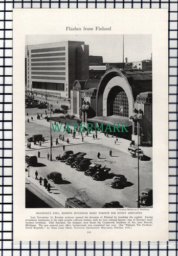 (8116) Finland Helsinki Square  - 1940 Book Print