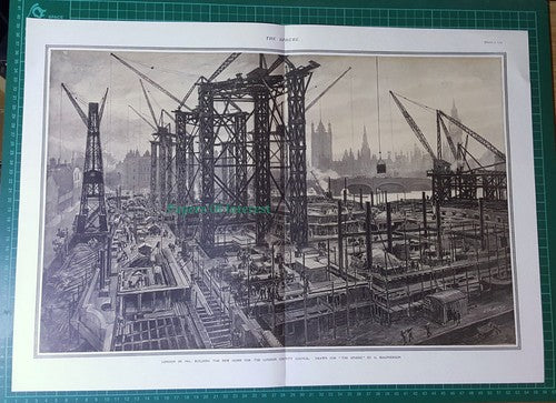 London County Council Construction  - 1914 Pullout Print