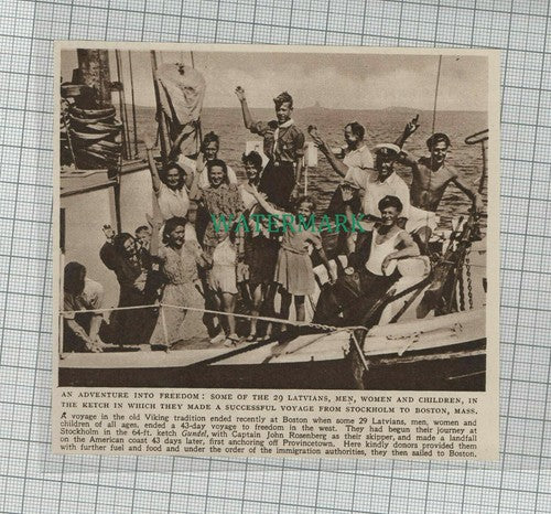 C2027) Latvian People Ketch GUNDEL Capt John Rosenberg Stockholm Boston - 1948