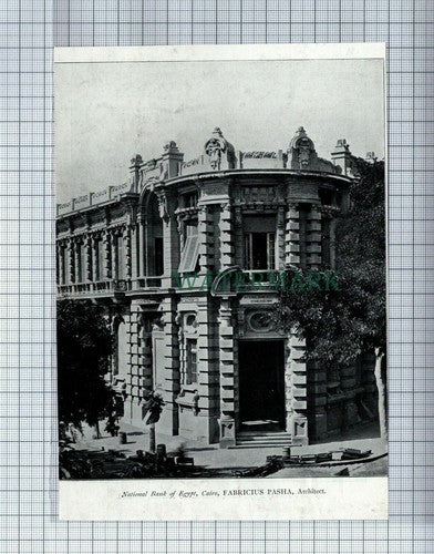C7582) National Bank Of Egypt Cairo Fabricius Pasha  - 1906 Cutting