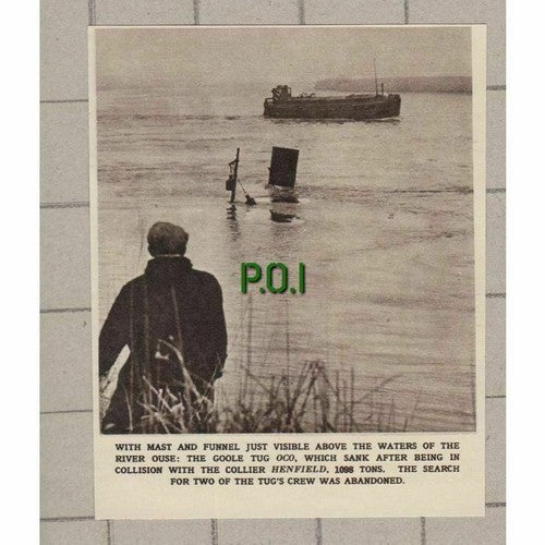 River Ouse Goole Tug Boat OCO Sunk Collision Collier Ship HENFIELD 1961 Clipping