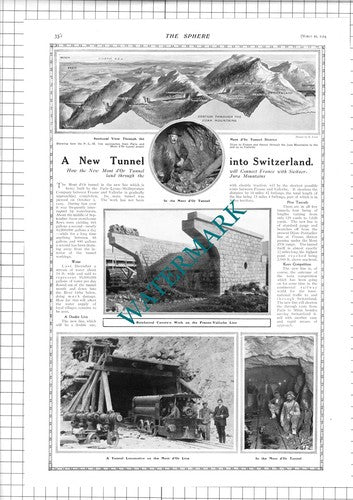 Mont d'Or Tunnel Switzerland / Altenburg Germany Brown Coal Mine -1914 News Page